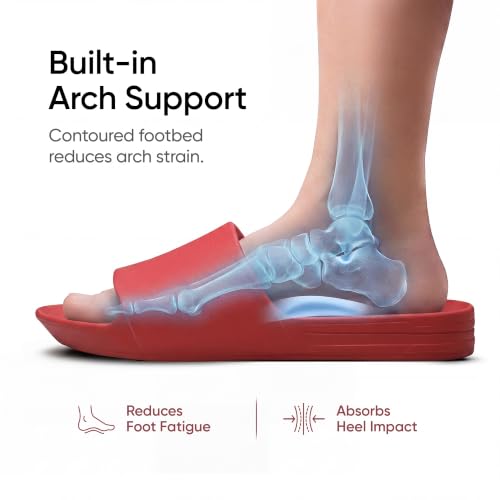 Image of Frido Arch Comfort Slides for Women & Men, Built-In Arch Support, Cushioned EVA Footbed, Non-Slip Sole, Indoor & Outdoor Slippers for Home, Beach, Pool, Travel & Daily Wear