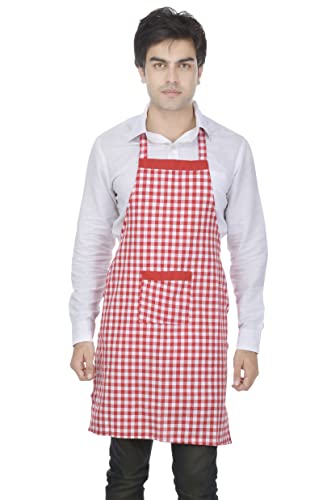 Image of Switchon Checkered Cotton Kitchen Cooking Apron with Chef Hat - Pack of 2 | Multi-Purpose Chef & Waiter Apron for Men & Women | Home, Hotels, Restaurants & Cafes | Proudly Made in India