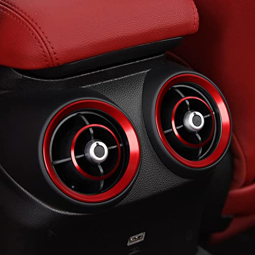 Image of 4PCS Car Air Vent Frame Trim AC Sticker Decals Aluminum Alloy Compatible with Alfa Romeo Giulia 952 Stelvio 949 2016-2026 Accessories (Rear)