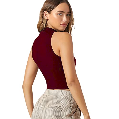Image of Women's Solid Ribbed Crop Tank Top - Stylish Western Sleeveless Top for Girls
