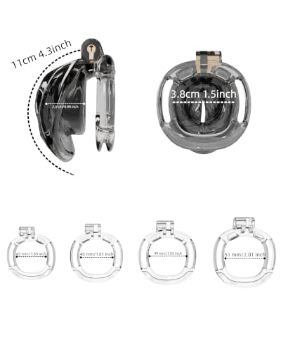 Image of Flat Chastity Cage Sissy Silicone Soft Realistic Vagina (See-Through Black) | DINGYAN Vulva Soft TPE Material Micro Chastity Device Breathable Penis Cock Cage Invisible Anti Erection BDSM Slave Training