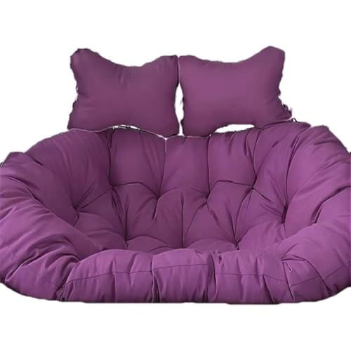 2-sits vattentät avtagbar tjock hängande madrassersättning med kudde rund hängstol kudde innergård äggkorg gunga för utomhus inomhus (endast kudde) (H)