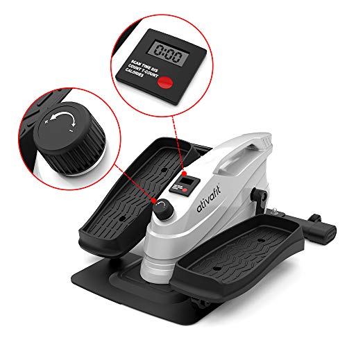 ATIVAFIT Under Desk Elliptical Bike, Pedal Exerciser, Mini Elliptical Machine with Non-Slip Pedal, Display Monitor and Adjustable Resistance, Quiet & Compact Home Office Trainer Fitness Peddler