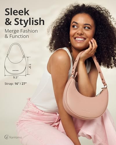 Image of Vantamo Crescent Bags For Women with RFID Protection, Half Moon Clutch Purses for Women with Anti-Theft Clip for Extra Safety