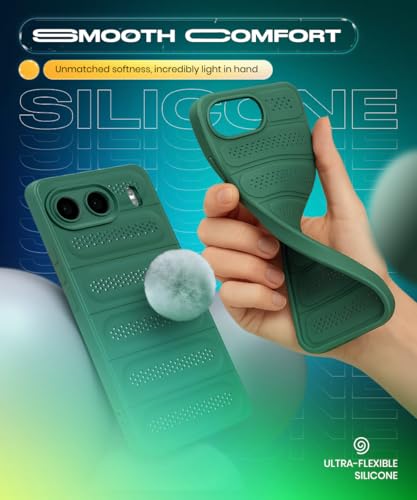 Image of WOW IMAGINE Ultimate Silicone Back Cover Case for 1+ OnePlus Nord 4 5G | Heat Dissipation Thin Soft TPU | 360 Camera Protection | Breathable Cooling Holes - Forest Green