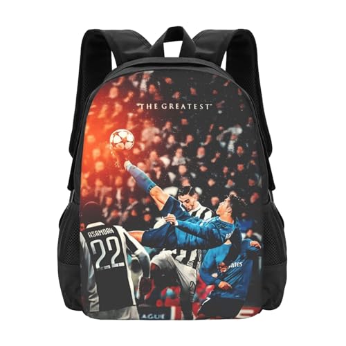 #7 Ronaldo Adult Simplicity Backpacks Bag Laptop Bag Bookbag Backpack 16.5 Inch For Daily, Black