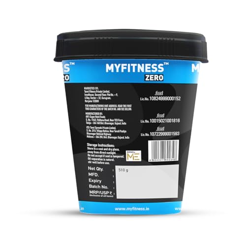 Image of MYFITNESS Zero Peanut Butter Classic Zero Sugar Extra Crunchy 510g | 28g Protein & 10g Fiber | Tasty & Healthy Nut Butter Spread | Cholesterol Free| Zero Trans Fat | Crunchy Peanut Butter (Pack of 2)