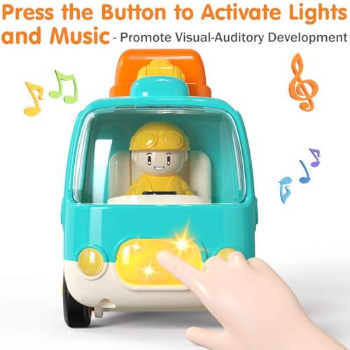Yerloa Toddler Toy Cars Excavator Toy Digger Truck for 1 2 3 4 Year Old Boy Girl Gift Sensory Learning Toy w/Music & Lights Musical Outdoor Construction Vehicles Sand Beach Baby Push Toys 12 18 Month - Image 3