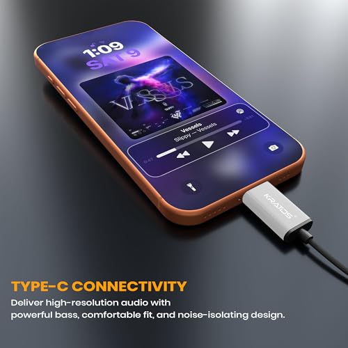 Image of Kratos Tune V6 C Type Earphones Wired, Deep Bass Drivers Earphone, Inline Control Type c Headphones with Mic, Comfort Fit Type c Earphone with Volume Control,Metallic C pin Earphones (Grey)