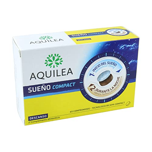 AQUILEA Sueño 60 comprimidos | Melatonina Valeriana Passiflora y Amapola de California | Bicapa Compact | Descanso y Sueño profundo