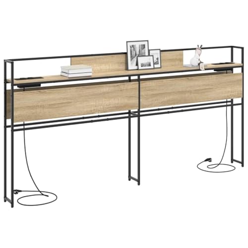 vidaXL Tête de lit de Rangement Chêne Sonoma 200 cm Bois d'ingénierie, Une tête de lit avec Rangement, Meuble Moderne, organise Tout, lit Gain de Place...