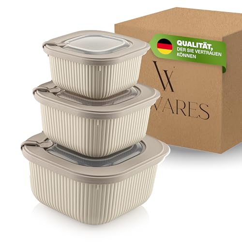 Viwares Frischhaltedosen Set 3-teilig mit Ventildeckel – Meal Prep Boxen BPA-frei, stapelbar & mikrowellengeeignet – Auslaufsichere Aufbewahrungsbox Küche (600ml/1100ml/1800ml)