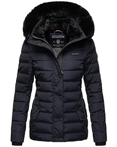 Navahoo Milianaa Veste d'hiver chaude pour femme avec capuche amovible XS-XXL, bleu marine, S Cover