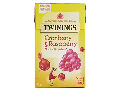 Twinings Cranberry & Raspberry 20 Tea Bags, (4 Boxes)