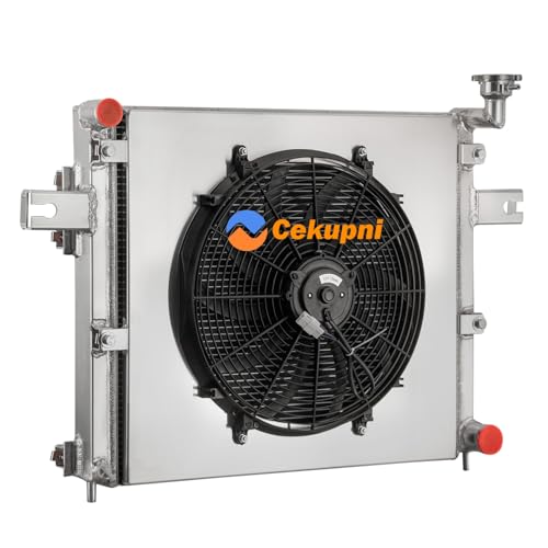 Cekupni 4 Row Radiator+Shroud Fan Compatible with 1999-2005 Jeep Grand Cherokee WJ/WG 4.7L V8 MT 1999 2000 2001 2002 2003 2004 2005 99 00 01 02 03 04 05