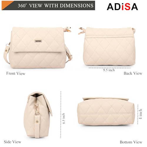 Image of ADISA Women's Girls Quilted Cross Body Sling Bag with Height Adjustable Belt (SL5169)