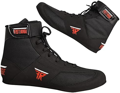 FISTRAGE Leather High Top Kick Boxing Shoes Fighting Sports Training Mesh Unisex Pro Men's and Youth Light Weight | Black Color Boxing Shoes for Adults (6.5 Women/5 Men, Black Low-Top, EU 38) | Image 7