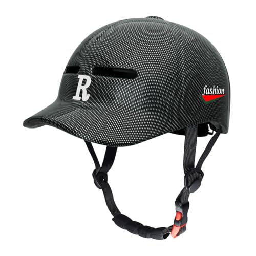 Casco de bicicleta, accesorio para casco de equitación para adultos, casco ajustable con protección solar, carcasa de seguridad ventilada con visera integrada, estilo gorra de béisbol, color negro