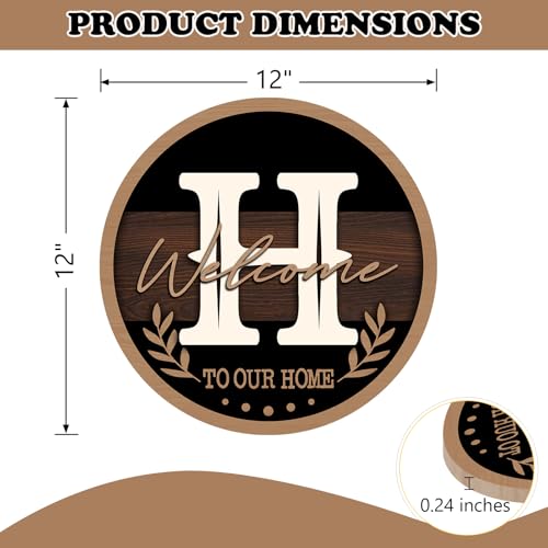 Monogram Letter H Front Door Sign, Welcome to Our Home Family Last - Image 2