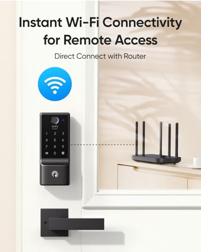 Image of eufy Security Smart Lock Front Door Lever Set, Fingerprint Keypad Door Lock with Handle, Built-in Wi-Fi, App Control, Keyless Entry Deadbolt, 8 Months Battery, IP53 Waterproof, BHMA Certified