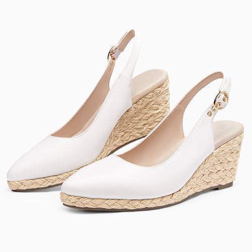 Image of Juliet Holy Womens Wedge Sandals Espadrilles Closed Toe Slingback Buckle Strap Comfortable Casual Summer Wedges Shoes