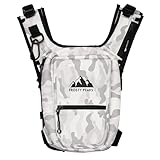 FROSTY PEAKS The Ride Pack. Minimalist Chest Rig, Outdoor,Chest Pack with Easy-Access Phone Pouch, Dual-Side Pockets, Credit Card/Cash Slot (Snow Camo)