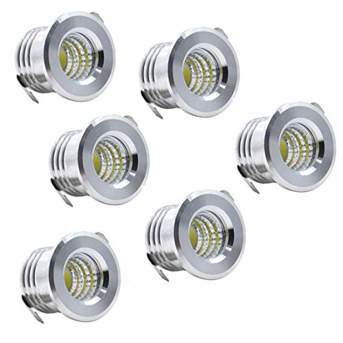 Lot de 6 mini spots LED encastrables - 3 W - 3,8 cm - Blanc chaud