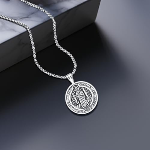 St Michael Benedict Sebastian Joseph Peregrine Jude Andrew Christopher Raphael Jesus Crucifix Masonic Necklace Virgin Mary Miraculous Medal Pendant Amulet Jewelry Gifts for Men Women3