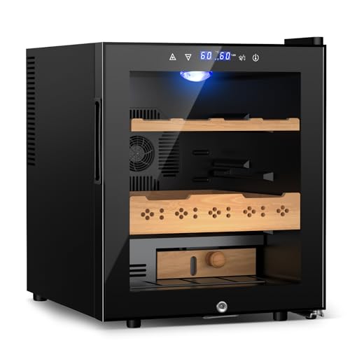 Image of 50L Electric Humidor, 300 Counts Large Capacity,Thermostatic Humidor Cabinet with Digital LED Screen, Safety Lock,Smart Humidity & Temp Control, Gifts for Men