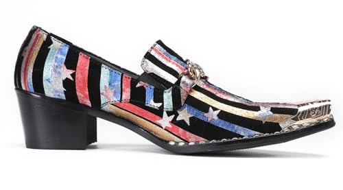 Santimon Mens Loafers Disco Party Dress Casual Slip On Shoes Metal-Tip Toe Leather Penny Loafers Western Fashion Ballroom Wedding Prom Tuxedo Shoes for Men3