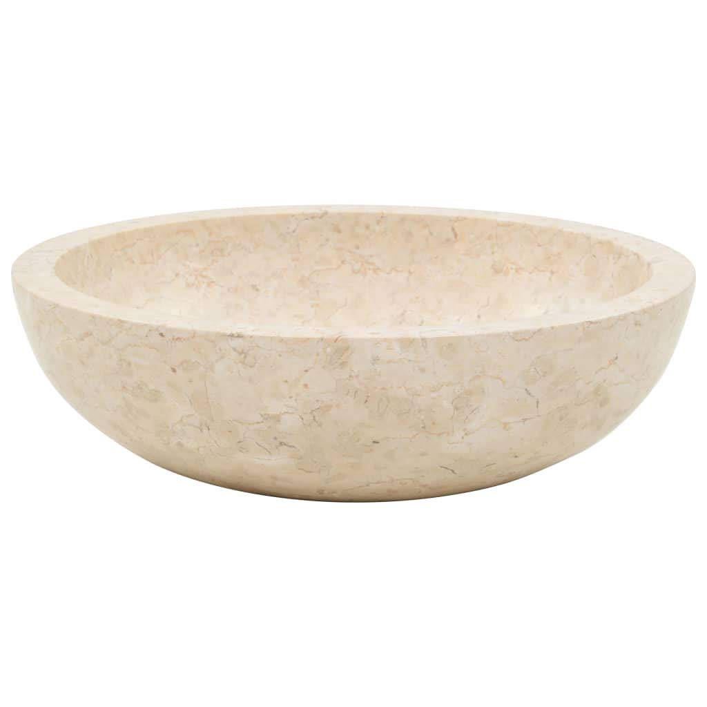 Festnight Lavabo Salle de Bain a Poser Vasque à Poser de Salle de Bain Évier en Marbre 40 x 12 cm Crème