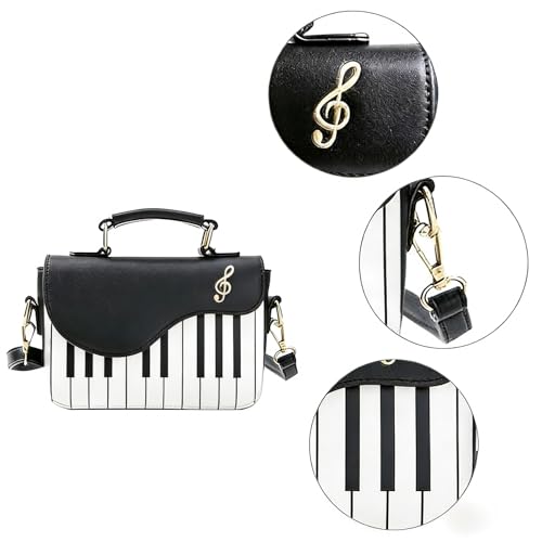 Bolso Satchel con Diseño de Piano y Notas Musicales miniatura 6