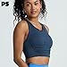 POPSUGAR Long Line Sports Bra Women, Workout Crop Tops for Women Longline Criss Cross Gym Yoga Tops with Built in Bra for Running Pilates Blue Storm, Large