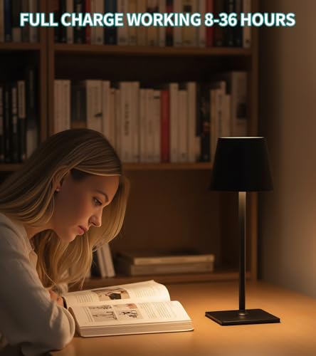 2 Pack Cordless Rechargeable LED Table Lamp with Dimmer 5000mAh Battery Operated Portable Night Light for Patio Balcony, Outdoor Bedroom & RV (Black) - Image 3