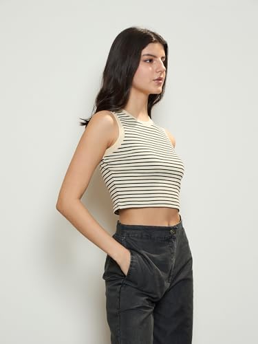 Image of barcino Women's Solid Slim Fit Crop Top
