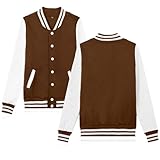 babyhealthy Women's Men's Varsity Baseball Jacket Casual Letterman Bomber Jacket Windbreaker Lightweight Jacket Coat