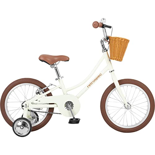 Retrospec Beaumont Mini 16in Kids Bike with Training Wheels & Basket - Beginner Bicycle for 4-6 Year Olds, Low-Profile Frame, V-Brakes & Safety Bell