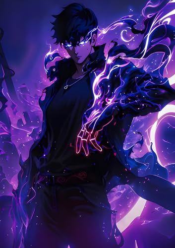 Image of NIJUKA Anime Printed A4 Size Metal sheet Poster For Home And Room Decoration | For Anime Art Fans Boys And Girls (Sun jin woo Lvl 101 Unlock)