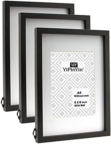 7 x 5 Inch Photo Frames Set Of 3,White Boxed Garllery Picture Frames 5×7 3 Pack With Glass Window for Tabletop or Wallmounted