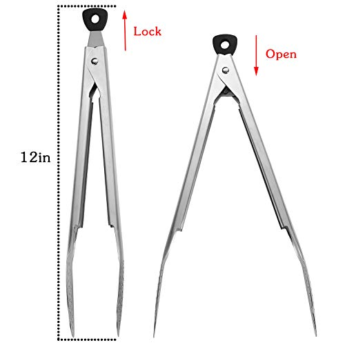 image for Devico Kitchen Tongs for Cooking, 2-Piece 12 inch 18/8 Stainless Steel