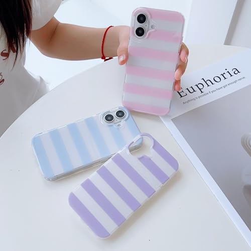Coque iPhone 16 rigide en polycarbonate violet à rayures lavande épurées