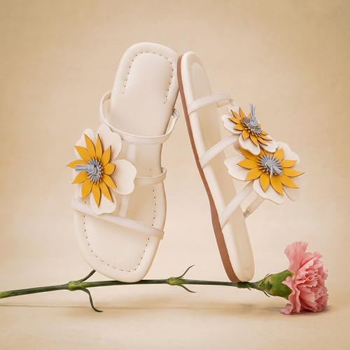 Image of LACIKOSZ Flower Flat Sandals for Women Calla Lily Sandals