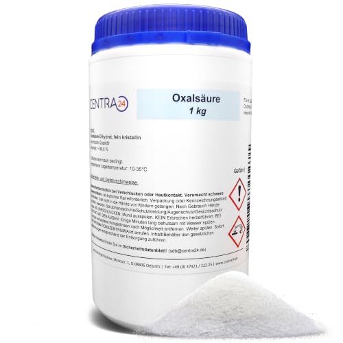 Centra24 Oxalsäure 1KG in Dose >99 6% Kleesäure Oxalsäure-Dihydrat Holzreiniger Pulver Reiniger Rostflecken Marmor polieren Bleichmittel Verdampfer