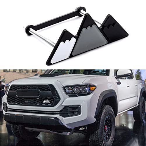 Image of Tri-Color Grille Badge Emblem Decoration Accessories Car Truck Label Compatible for Tacoma 4Runner Tundra Sequoia Rav4 Highlander (Mountain Black /Gray /White)