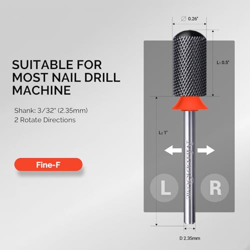 Image of MelodySusie Ceramic Nail Drill Bit, 3 /32'' Smooth Round Top Large Barrel Bits, Suitable for Manicure Pedicure Cuticle Gel Polishing, Beginners Bits, Black, Series Bit-S, Fine