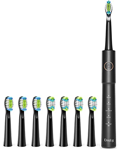 Dnsly Electric Toothbrush for 30 Days Use, 8 Black Toothbrush Heads.