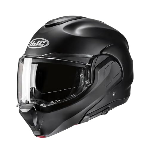 Image of HJC F100 Modular Motorcycle Helmet. Matt Black. Dual Visor 180° Flip Front. ECE22.06 Rated Motorbike Helmet (M) 57/58cm