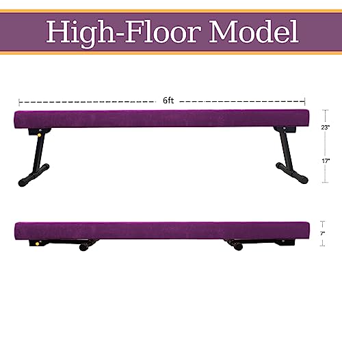 GBVUGY Adjustable&Foldable Gymnastics Balance Beam,6FT High-Low Level Floor Gymnastic Beam,No Tool Require, Gym Equipment for for Kids Children Girls Home Training