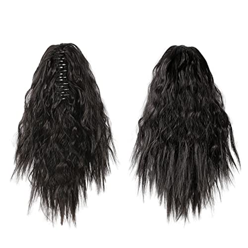 Meiriyfa Short Corn Wave Ponytail Extension Claw Clip Ponytail Hair Curly Synthetic Hairpieces For Women Daily Looking (Black) #TOP1