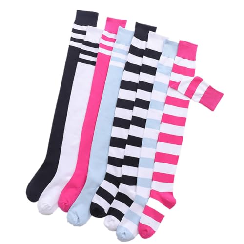 Cotton Stripe Thigh High Socks Extra Long Thigh High Socks Over The Knee Thigh High Stockings Winter Leg Warmer Socks Blue4